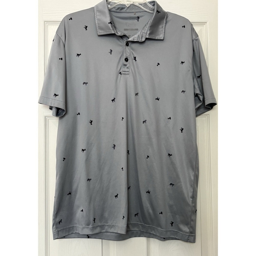 Swannies Golf Size Large L Graphic Gray Tiger Goat Polo Shirt Athletic